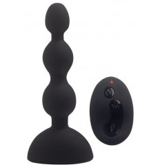 Черный анальный вибростимулятор Anal Beads S с пультом ДУ - 14,5 см.