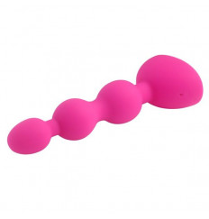 Розовый анальный вибростимулятор Anal Beads S с пультом ДУ - 14,5 см.