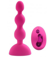 Розовый анальный вибростимулятор Anal Beads S с пультом ДУ - 14,5 см.