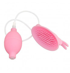 Розовая вакуумная помпа для клитора Naughty Rabbit