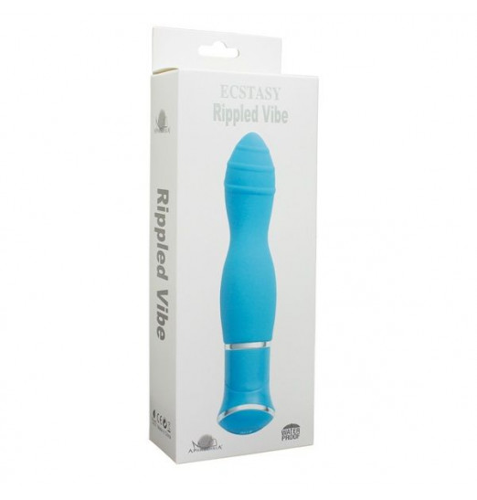 Голубой вибратор ECSTASY Rippled Vibe - 19,5 см.