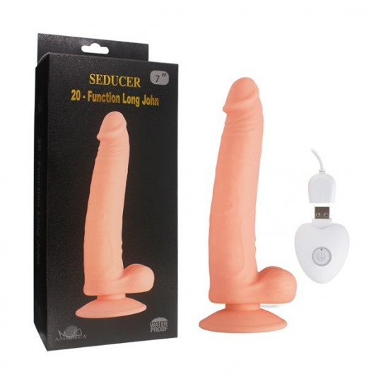 Телесный вибратор SEDUCER 20 Function Long John - 21,5 см.