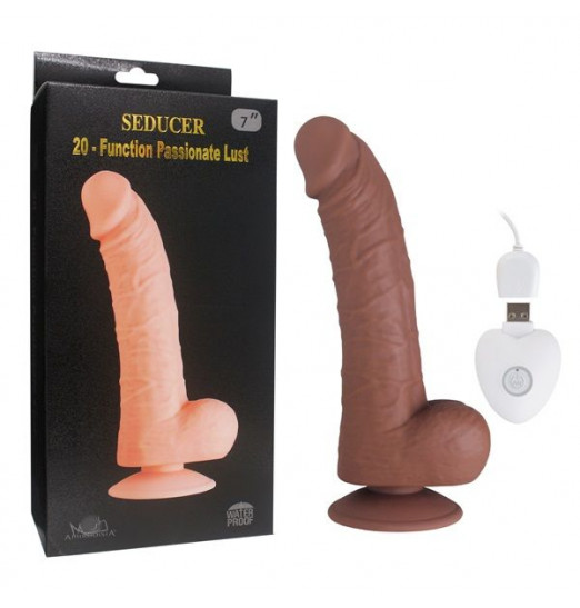 Коричневый вибратор SEDUCER 20 Function Passionate Lust - 22,5 см.
