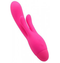 Розовый вибратор INDULGENCE Frolic Bunny - 18,5 см.