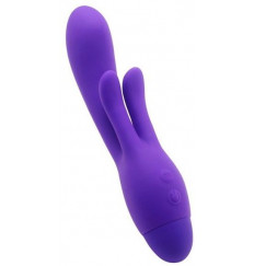 Фиолетовый вибратор INDULGENCE Frolic Bunny - 18,5 см.