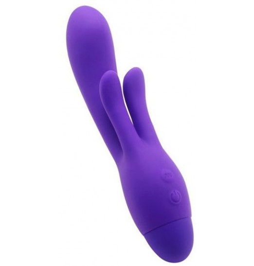 Фиолетовый вибратор INDULGENCE Frolic Bunny - 18,5 см.