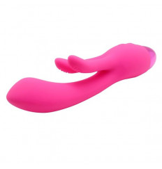 Розовый вибратор INDULGENCE Rechargeable Frolic Bunny - 18,7 см.