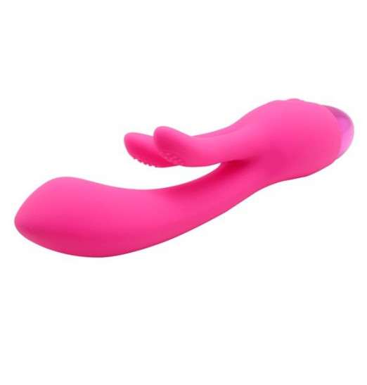 Розовый вибратор INDULGENCE Rechargeable Frolic Bunny - 18,7 см.