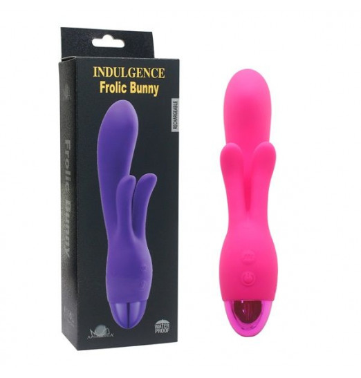 Розовый вибратор INDULGENCE Rechargeable Frolic Bunny - 18,7 см.