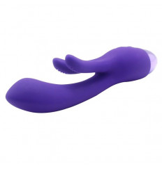 Фиолетовый вибратор INDULGENCE Rechargeable Frolic Bunny - 18,7 см.