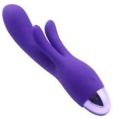 Фиолетовый вибратор INDULGENCE Rechargeable Frolic Bunny - 18,7 см.