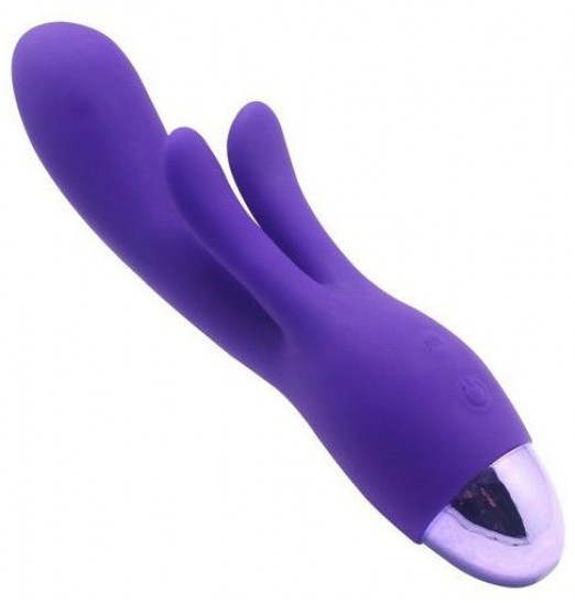 Фиолетовый вибратор INDULGENCE Rechargeable Frolic Bunny - 18,7 см.