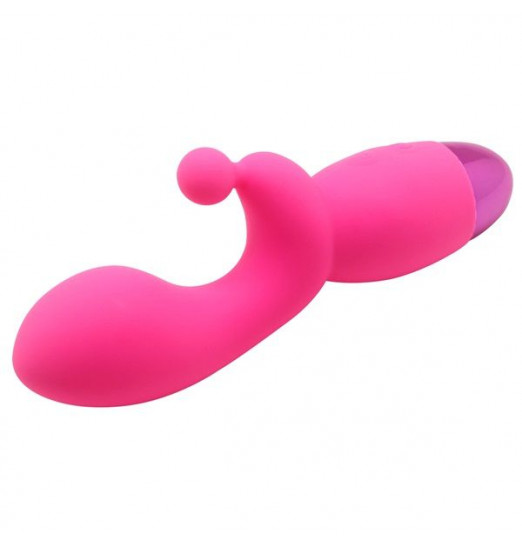 Розовый вибратор INDULGENCE Rechargeable G Kiss - 16,5 см.