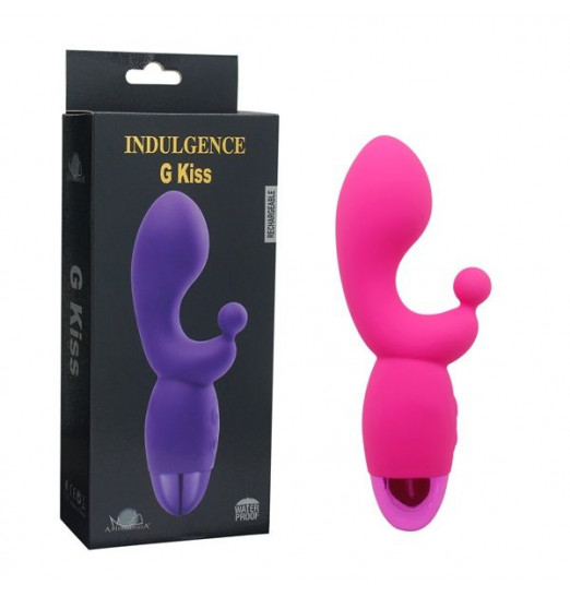 Розовый вибратор INDULGENCE Rechargeable G Kiss - 16,5 см.