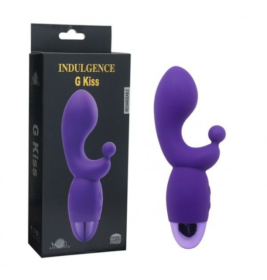 Фиолетовый вибратор INDULGENCE Rechargeable G Kiss - 16,5 см.