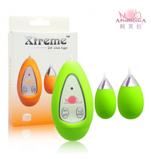 Лаймовые виброяйца Xtreme 10F Dual Eggs