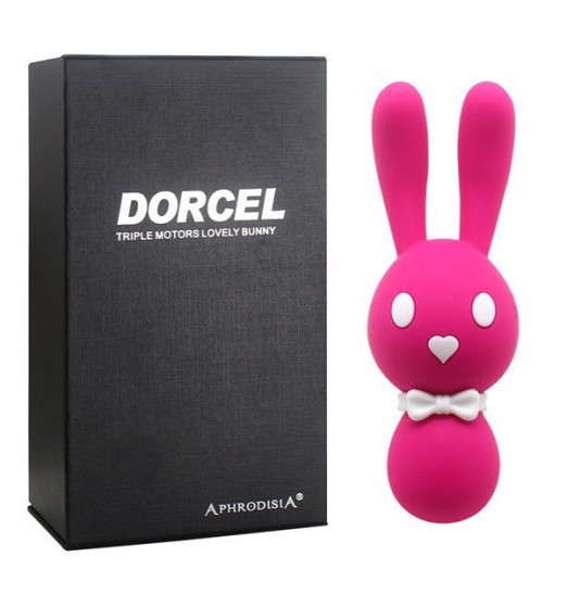Розовый вибростимулятор-зайчик Dorcel - 16 см.
