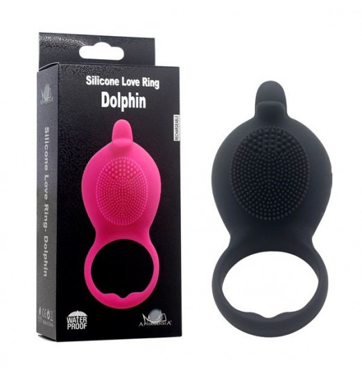 Черное виброкольцо на пенис Dolphin