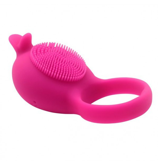 Розовое виброкольцо на пенис Dolphin