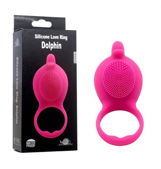 Розовое виброкольцо на пенис Dolphin