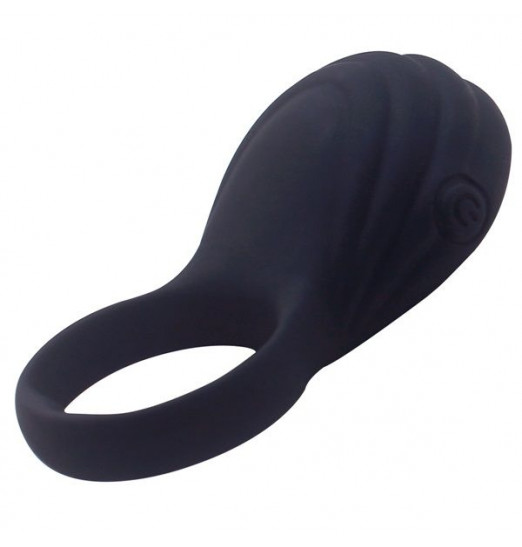Черное виброкольцо на пенис Ripple