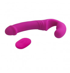 Розовый безремневой вибрострапон с пультом - 21,5 см.