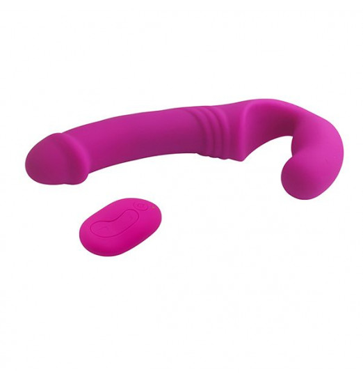 Розовый безремневой вибрострапон с пультом - 21,5 см. Розовый безремневой вибрострапон с пультом - 21,5 см.