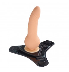 Телесный страпон 10 Mode Vibrations 6.3  Harness Silicone Dildo - 15,5 см.