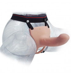 Телесный полый фаллопротез с вибрацией - 17 см.