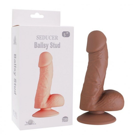 Коричневый фаллоимитатор SEDUCER Ballsy Stud - 16,5 см.