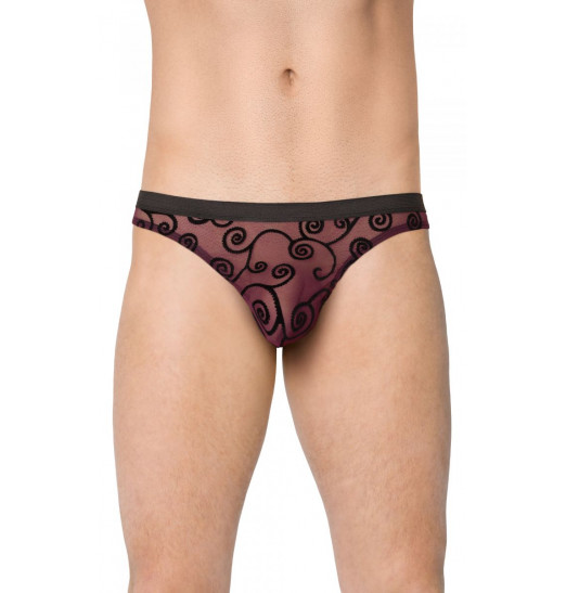 Полупрозрачные сетчатые мужские трусы с завитушками