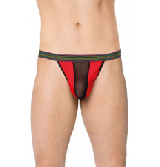 Яркие трусы-стринги с сетчатой вставкой по центру