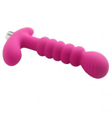 Розовый рельефный вибростимулятор простаты - 17,5 см.