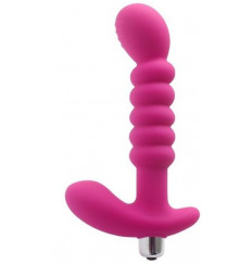 Розовый рельефный вибростимулятор простаты - 17,5 см.