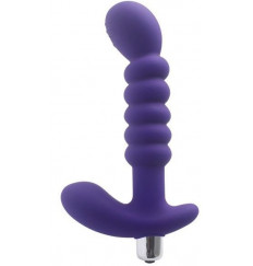 Фиолетовый рельефный вибростимулятор простаты - 17,5 см.