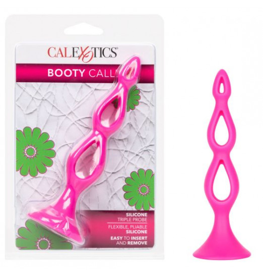 Розовая анальная елочка Silicone Triple Probe - 14,5 см. Розовая анальная елочка Silicone Triple Probe - 14,5 см.