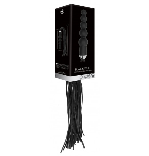 Черная плеть с рукоятью-елочкой Whip with Curved Silicone Dildo - 49,5 см.