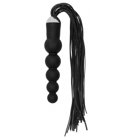 Черная плеть с рукоятью-елочкой Whip with Curved Silicone Dildo - 49,5 см.