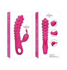 Розовый вибромассажер SMON №1 с бугорками - 21,5 см.
