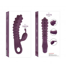 Фиолетовый вибромассажер SMON №1 с бугорками - 21,5 см.