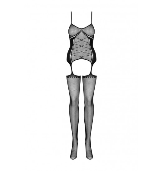 Эффектный полупрозрачный кэтсьюит с имитацией шнуровки