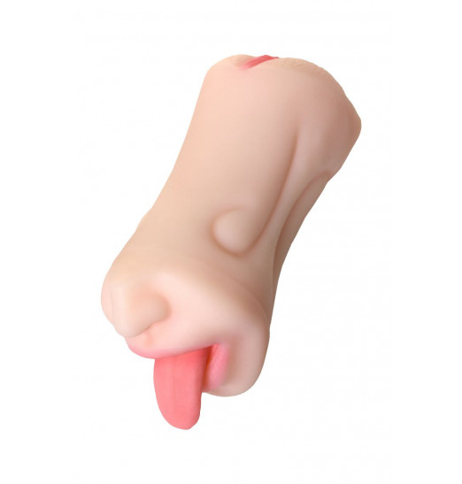 Телесный двусторонний мастурбатор Fruity Tongue - ротик и вагина