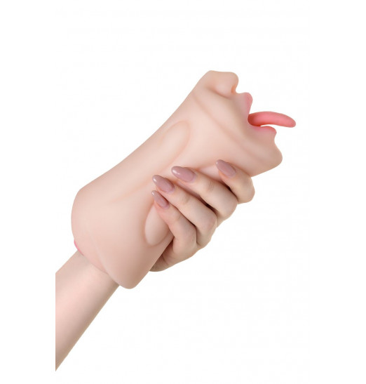 Телесный двусторонний мастурбатор Fruity Tongue - ротик и вагина