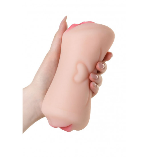 Телесный двусторонний мастурбатор Pretty Mouth - ротик и вагина