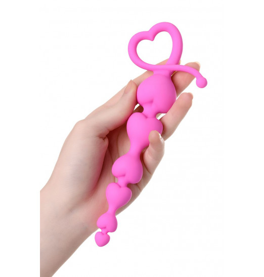 Розовая силиконовая анальная цепочка Sweety - 18,5 см.