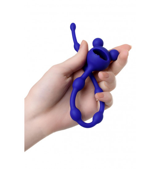 Синяя силиконовая анальная цепочка Froggy - 27,4 см.