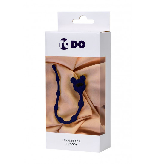 Синяя силиконовая анальная цепочка Froggy - 27,4 см.