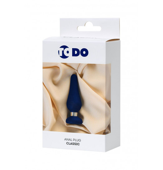 Синяя силиконовая анальная втулка с ограничителем - 11,5 см.