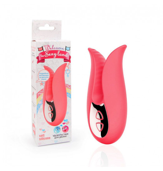 Красный вибромассажер с 10 режимами вибрации Красный вибромассажер с 10 режимами вибрации