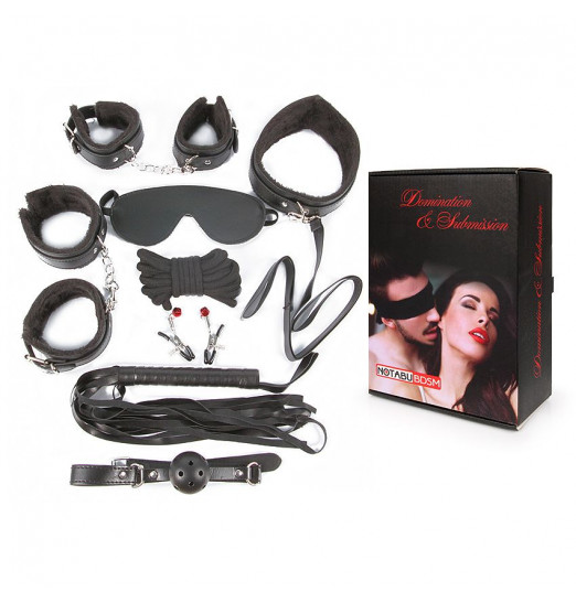 Большой игровой набор БДСМ: наручники, оковы, маска, кляп, плеть, ошейник с поводком, верёвка, зажимы для сосков Большой игровой набор БДСМ: наручники, оковы, маска, кляп, плеть, ошейник с поводком, верёвка, зажимы для сосков